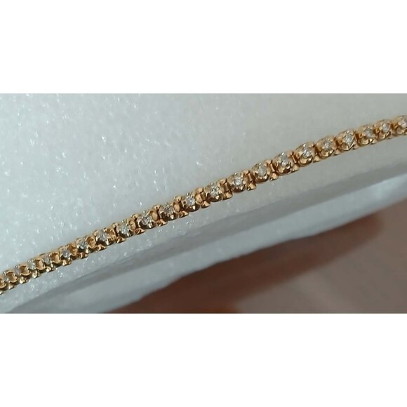 DIAMOND TENNIS BRACELET 14K YELLOW GOLD - Picture 5 of 11